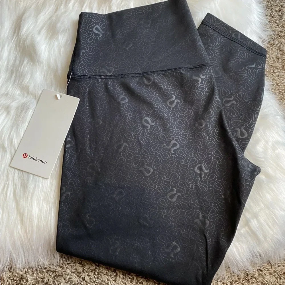 Lululemon Align High-Rise Pant 25" Yogo Emboss Black Size 14 YGMB NEW - Picture 1 of 4